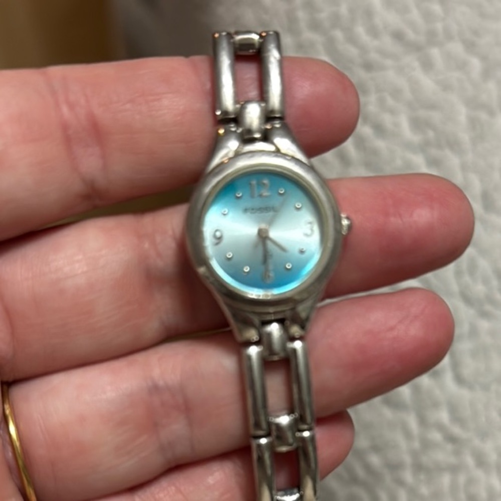 Fossil Women's Silver Watch with Blue Dial